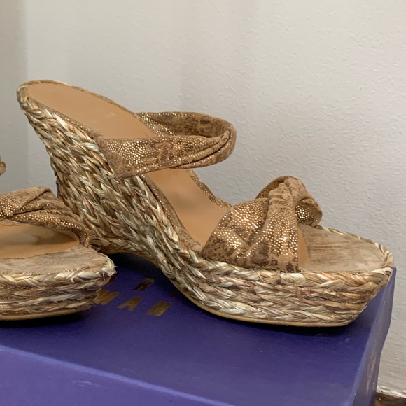 EUC STUART WEITZMAN METALLIC FABRIC ESPADRILLES - Picture 15 of 16